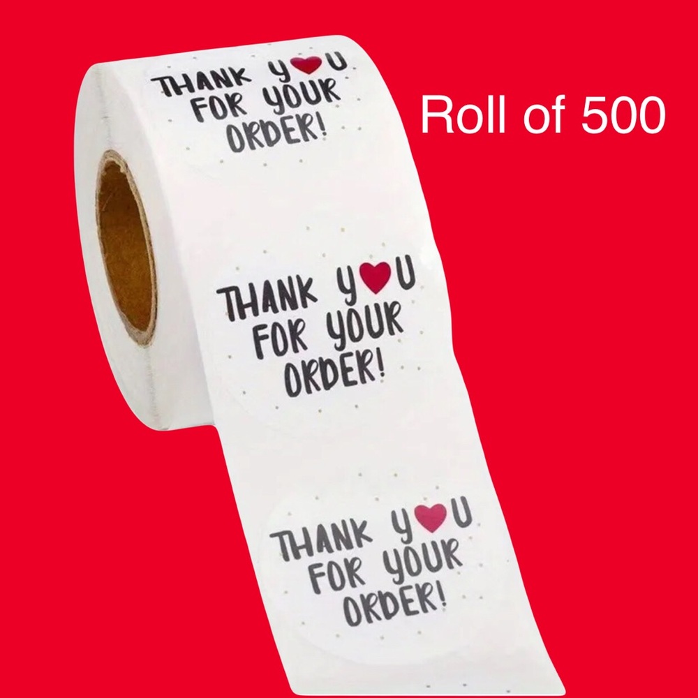 (34) Roll of 500 “Thank You for Your Order” 1” Stickers for Retailers